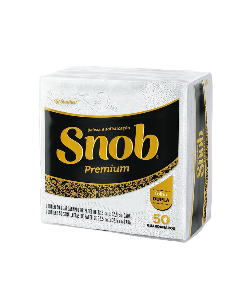 Guardanapo de Papel Folha Dupla Snob 32,5cm x 32,5cm Pacote 50 Unidades