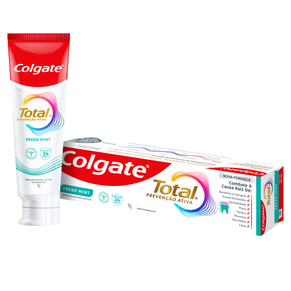 Creme Dental Anticárie com Flúor Colgate Total 12  Advanced Fresh Caixa 90g