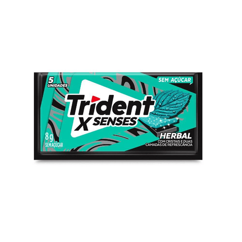 Chiclete Trident XSenses Herbal Sem Açúcar 8g - Embalagem com 5 unid.