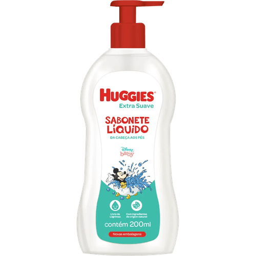 Sabonete Líquido da Cabeça aos Pés Extra Suave Disney Baby Huggies Frasco 200ml