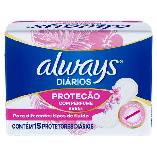 Protetor Diário sem Abas com Perfume Always Pacote 15 Unidades