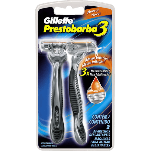 Aparelho Descartável para Barbear Extra Suave Gillette Prestobarba3 2 Unidades