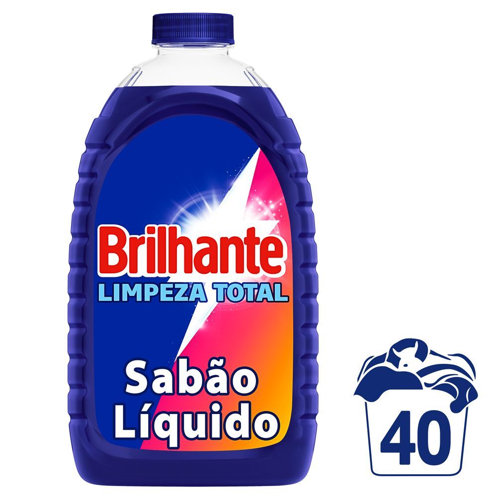 Lava-Roupas Líquido Roupas Brancas e Coloridas Brilhante Limpeza Total Frasco 3l