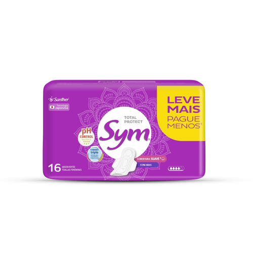 Absorvente Sym Total Protect Cobertura Suave Com Abas 16 unidades