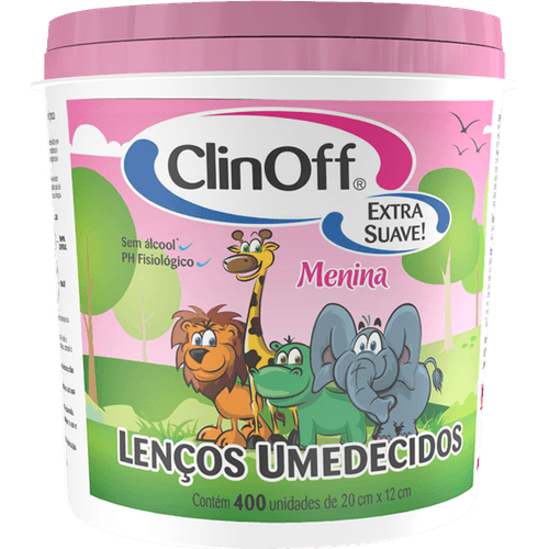 Lenços Umedecidos Clin Off Extra Suave Rosa Com 400 Unidades