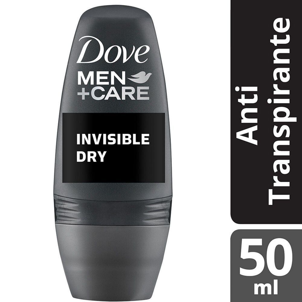 Antitranspirante Roll-On Invisible Dry Antimanchas Brancas e Amarelas 48h Dove Men+Care 50ml