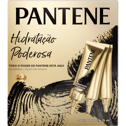 Ampola de Tratamento Capilar com Pérolas Solúveis & Óleo de Argan Pantene Pro-V Hidratação Poderosa Caixa 3 Unidades 15ml Cada