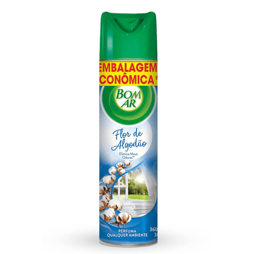 Aromatizador Bom Ar Aerossol Flor de Algodão 360ml Embalagem Econômica