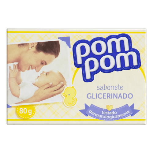 Sabonete Infantil em Barra Glicerinado Vitamina E Pom Pom Caixa 70g