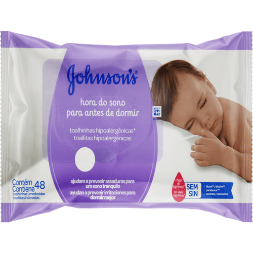 Toalha Umedecida Infantil Johnson's Hora do Sono Pacote 48 Unidades