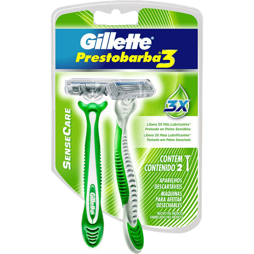 Aparelho Descartável para Barbear Gillette Prestobarba3 Sensitive 2 Unidades
