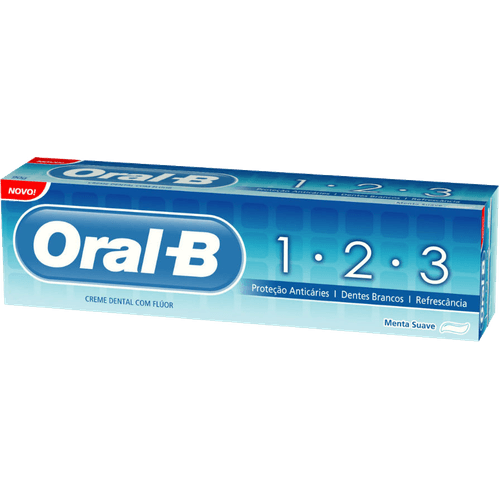 Creme Dental Anticárie com Flúor Menta Suave Oral-B 1-2-3 Caixa 70g