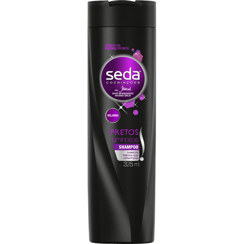 Shampoo com Vitamina E, Óleo de Semente de Chia e Melanina Seda Pretos Luminosos Frasco 325ml