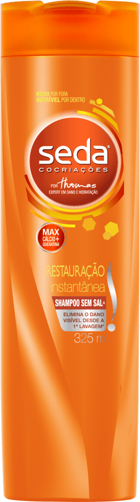 Shampoo com Vitamina C, Óleo de Amêndoa e Queratina Seda Restauração Instantânea Frasco 325ml