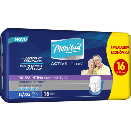 Roupa Íntima Descartável Fralda Calça para Incontinência Unissex Plenitud Plus G/XG Pacote 16 Unidades Leve Mais Pague Menos