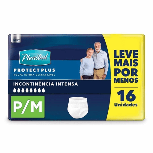 Roupa Íntima Descartável para Incontinência Unissex Plenitud Plus P/M Pacote 16 Unidades Leve Mais Pague Menos