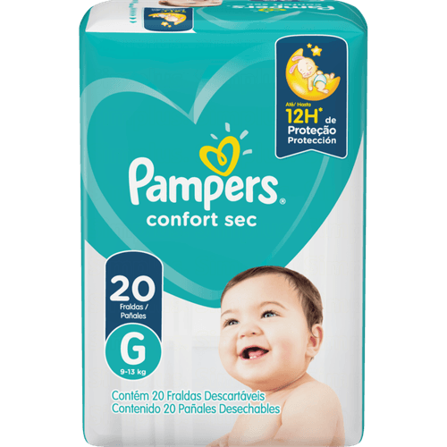 Fralda Descartável Infantil Pampers Confort Sec G 9 a 12,5kg Pacote 20 Unidades
