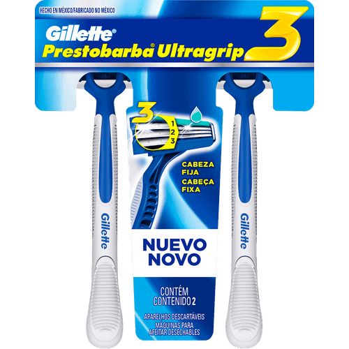 Aparelho Descartável para Barbear Gillette Prestobarba Ultragrip3 2 Unidades
