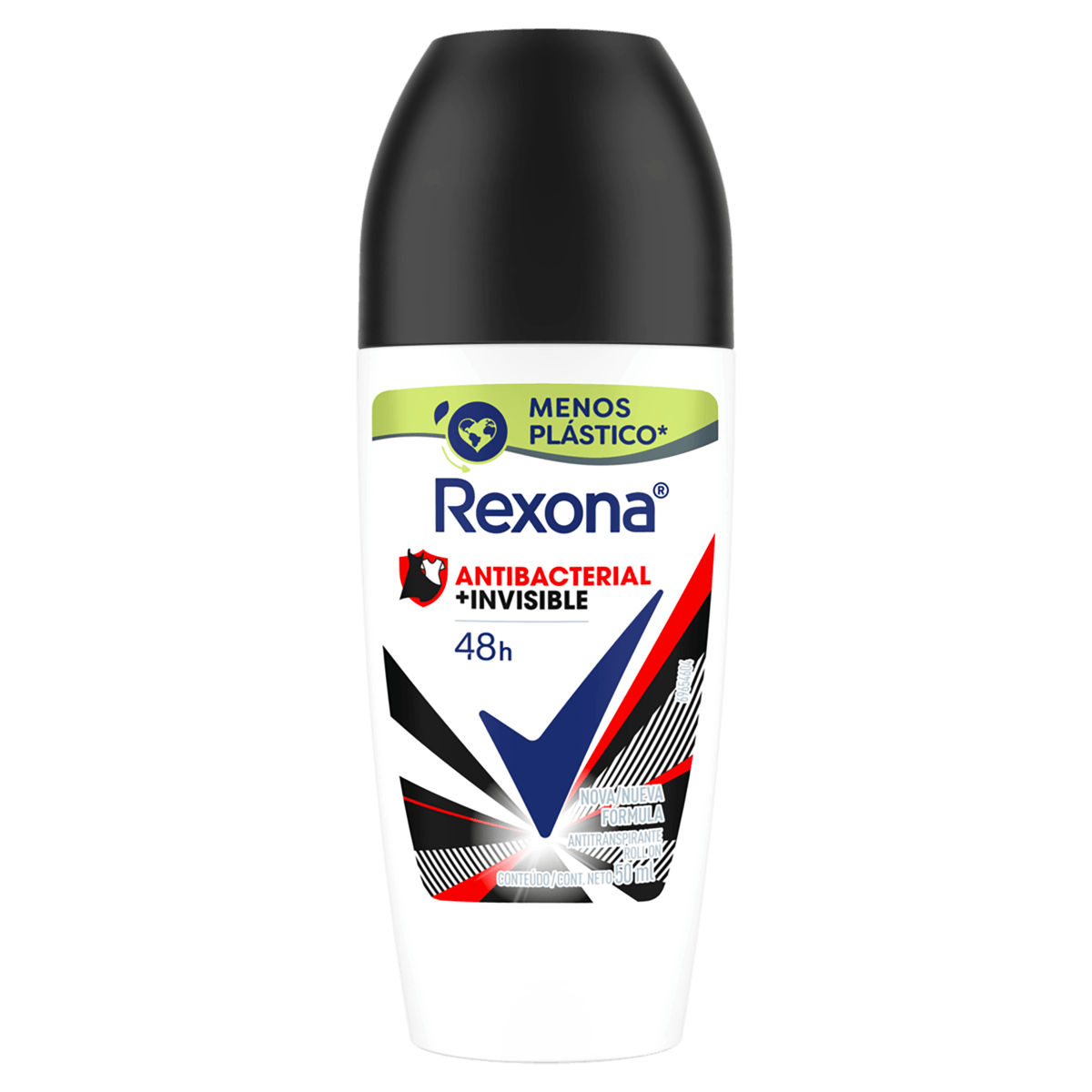 Antitranspirante Roll-On Antibacterial e Invisible 48h Rexona 50ml