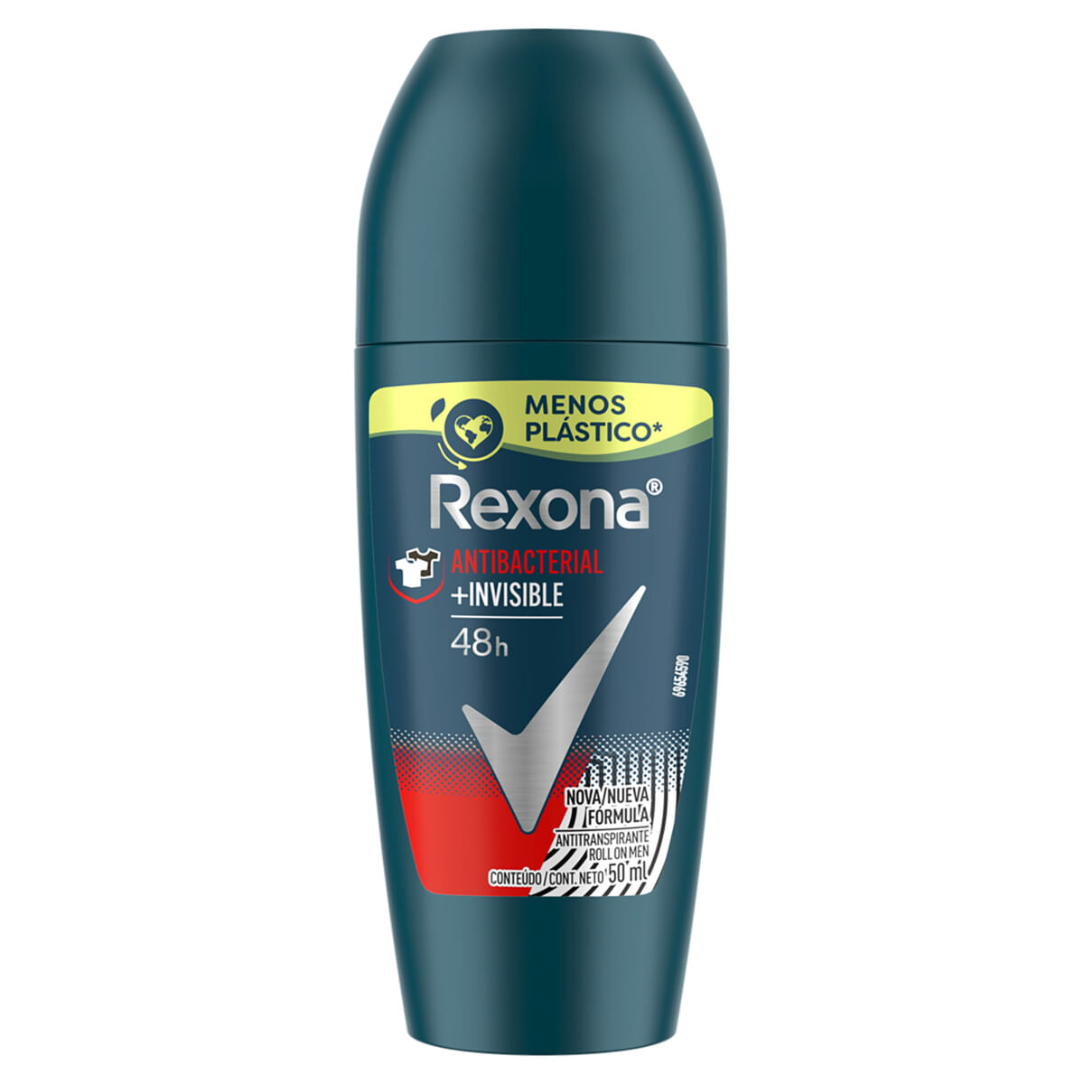 Antitranspirante Roll-On Antibacterial e Invisible 48h Rexona Men 50ml