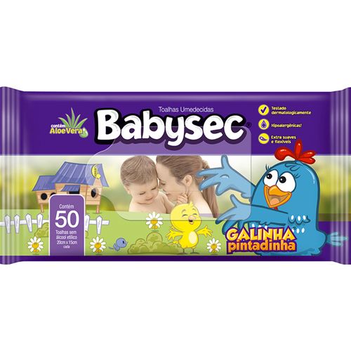Toalha Umedecida Aloe Vera Galinha Pintadinha Babysec Ultra Fresh Pacote 48 Unidades