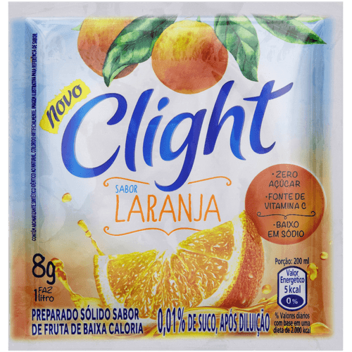 Refresco Em Pó Clight Sem Açúcar Laranja
