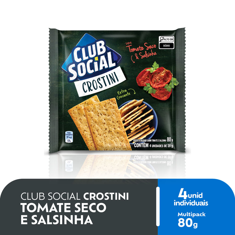 Biscoito Salgado Club Social Crostini tomate seco e salsinha 80g