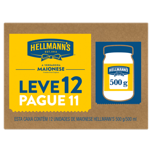 Maionese Hellmann's Pote 500g Cada Leve 12 Pague 11 Unidades
