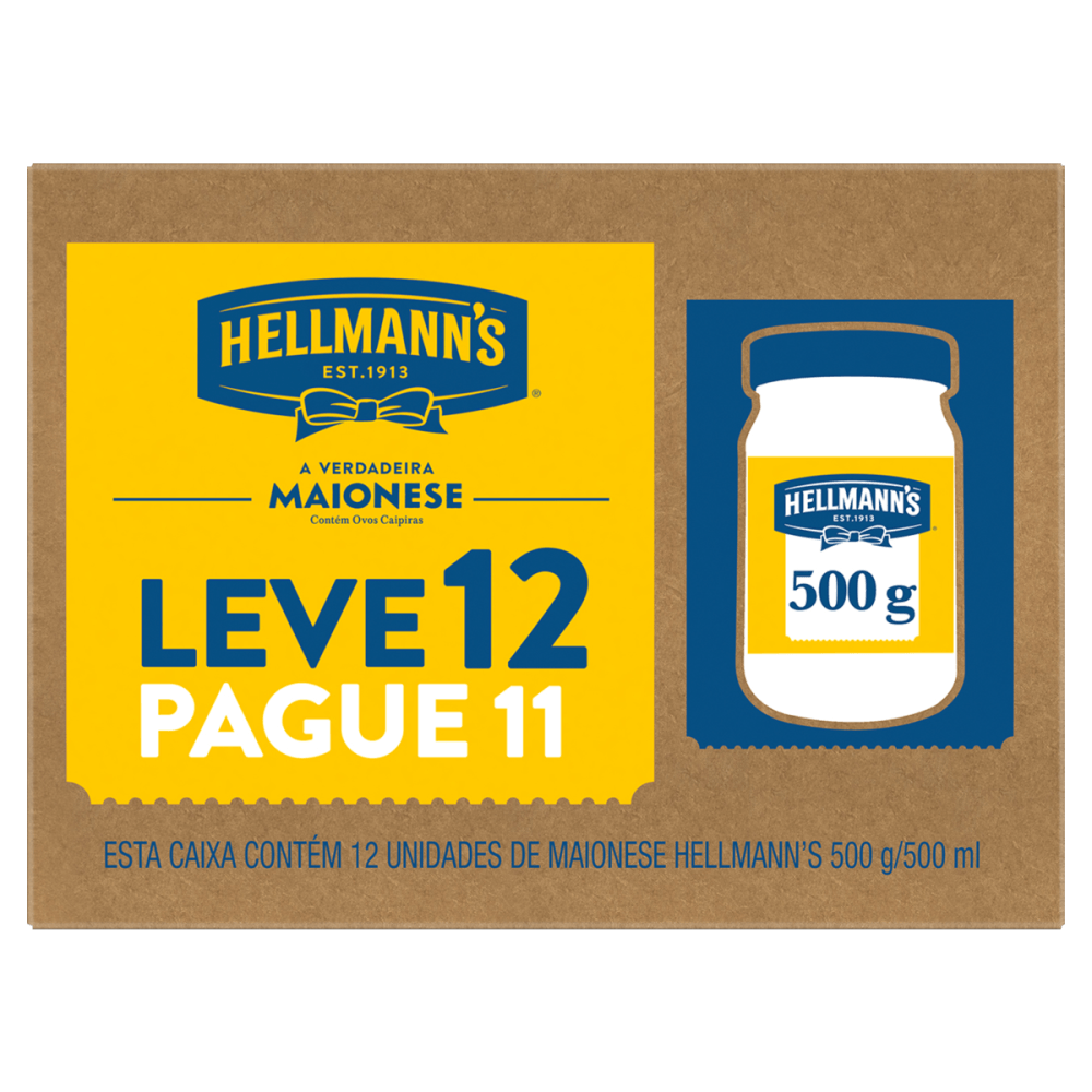 Maionese Hellmanns Pote 500g Cada Leve 12 Pague 11 Unidades