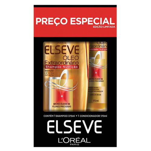 Kit Shampoo 375ml + Condicionador 170ml Loréal Paris Elseve Óleo Extraordinário Nutrição
