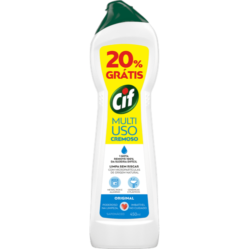 Saponáceo Cremoso Multiuso Original Limpeza Milagrosa Cif Squeeze Leve 450ml Pague 360ml