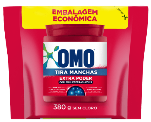 Tira-Manchas em Pó sem Cloro Omo Extra Poder Pacote 380g Refil Embalagem Econômica