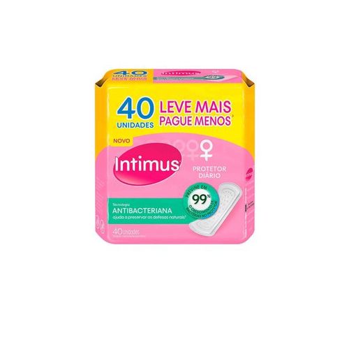 Protetor Diário sem Abas Antibacteriano Intimus Pacote 40 Unidades Leve Mais Pague Menos