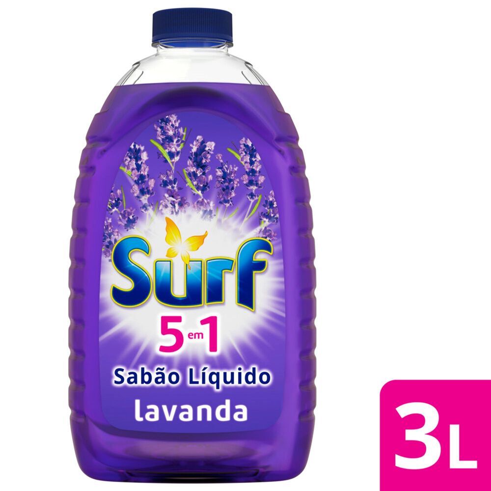 Lava-Roupas Líquido Lavanda Óleos Essenciais 5 em 1 Surf Frasco 3l