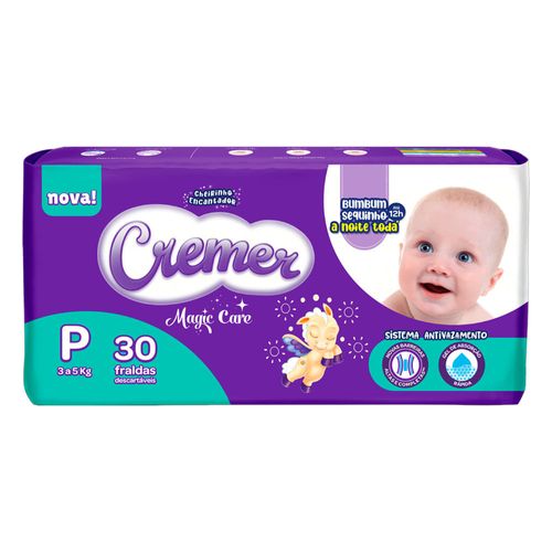 Fralda Descartável Infantil Cremer Magic Care P 3 a 5kg Pacote 30 Unidades