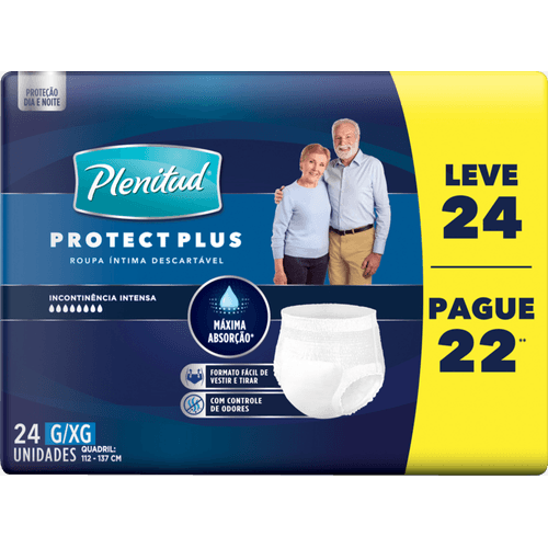 Roupa Íntima Descartável para Incontinência Unissex Plenitud Plus G/XG Pacote 24 Unidades Leve Mais Pague Menos
