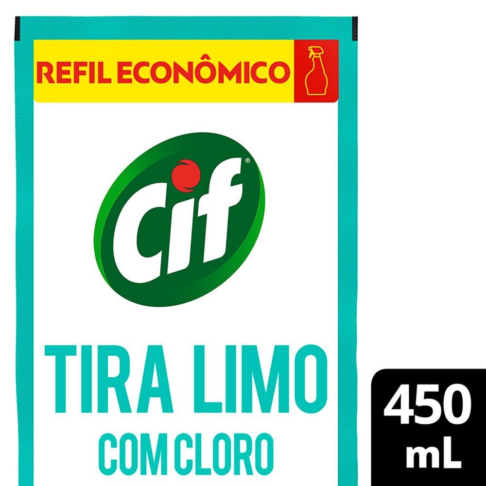 Desinfetante para Uso Geral Tira-Limo com Cloro Cif Ultra Rápido Sachê 450ml Refil Econômico