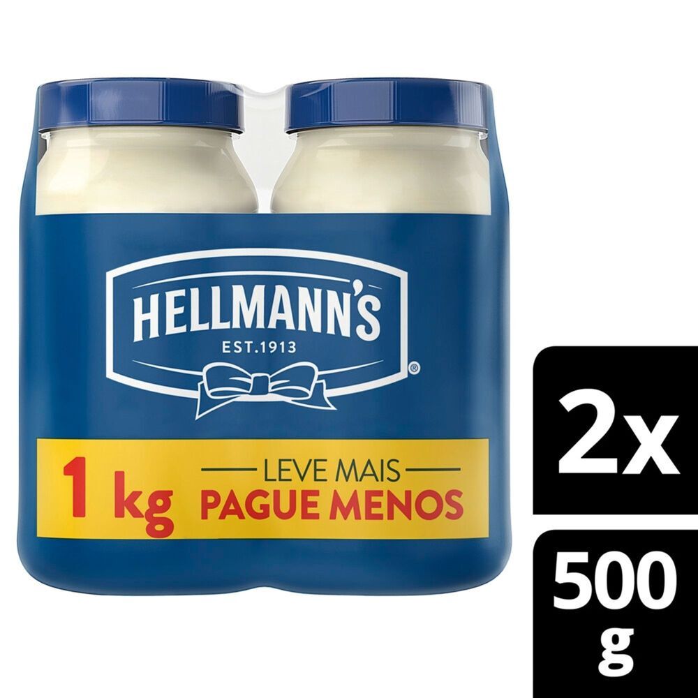 Maionese Hellmanns Pote 1kg 2 Unidades de 500g Cada Leve Mais Pague Menos
