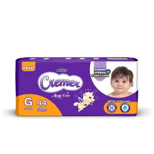 Fralda Descartável Infantil Cremer Magic Care G 7 a 11kg Pacote 44 Unidades