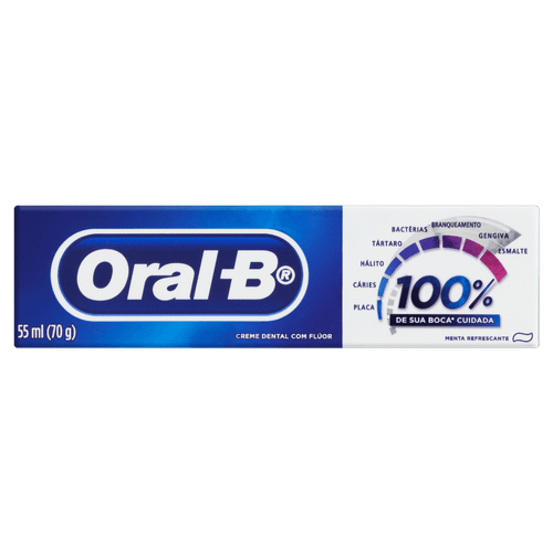 Creme Dental com Flúor Menta Refrescante Oral-B 100% Caixa 70g