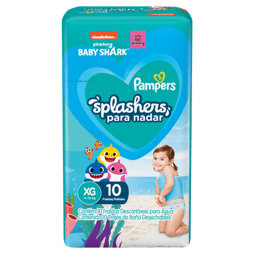 Fralda Descartável para Nadar Infantil Pampers Splashers XG 11 a 15kg Pacote 10 Unidades