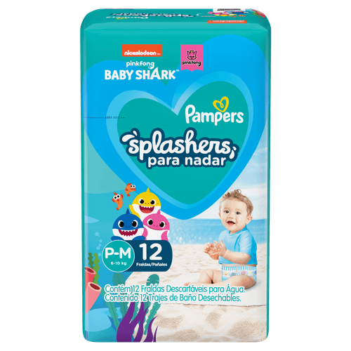 Fralda Descartável para Nadar Infantil Pampers Splashers P-M 6 a 10kg Pacote 12 Unidades