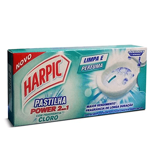 Pastilha Adesiva Sanitária Harpic Cloro com 3 unidades