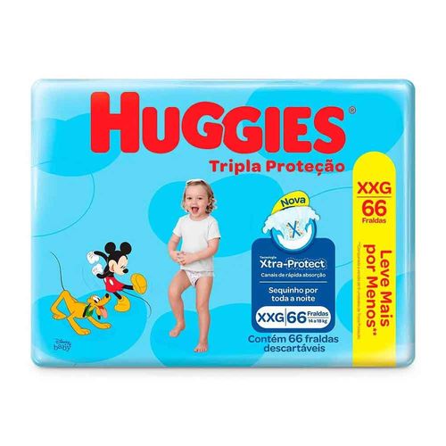 Fralda Descartável Infantil Huggies Tripla Proteção XXG 14 a 20kg Pacote 66 Unidades