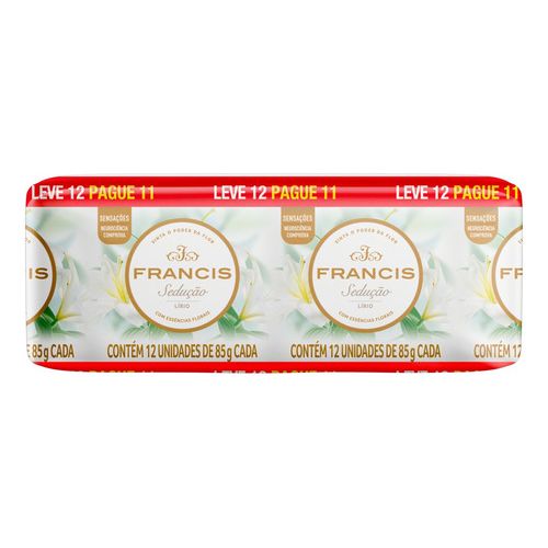 Sabonete em Barra com Essências Florais Lírio Francis Sedução Envoltório 85g Cada Leve 12 Pague 11 Unidades