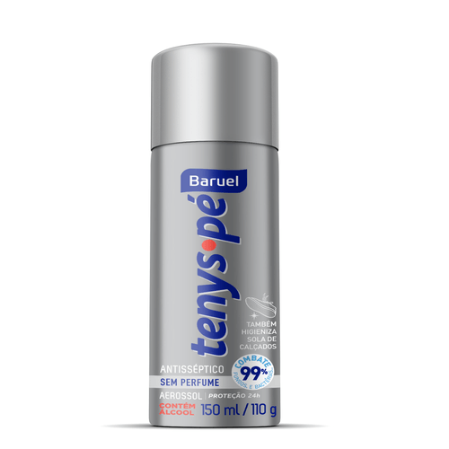 Desodorante Jato Seco para os Pés Antisséptico sem Perfume Baruel Tenys Pé Frasco 150ml Spray