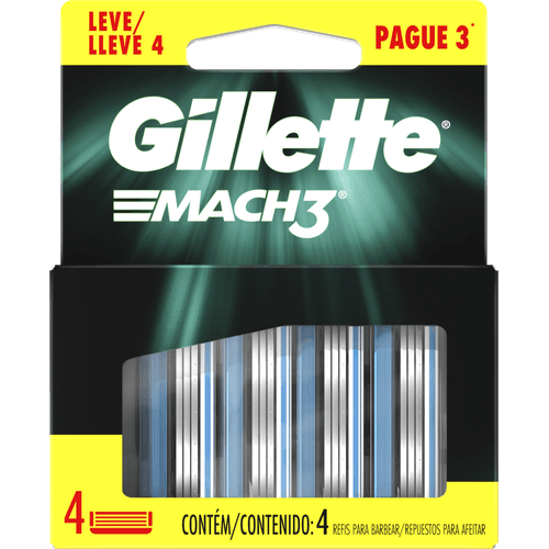 Carga de Aparelho para Barbear Gillette Mach3 4 Unidades Leve Mais Pague Menos