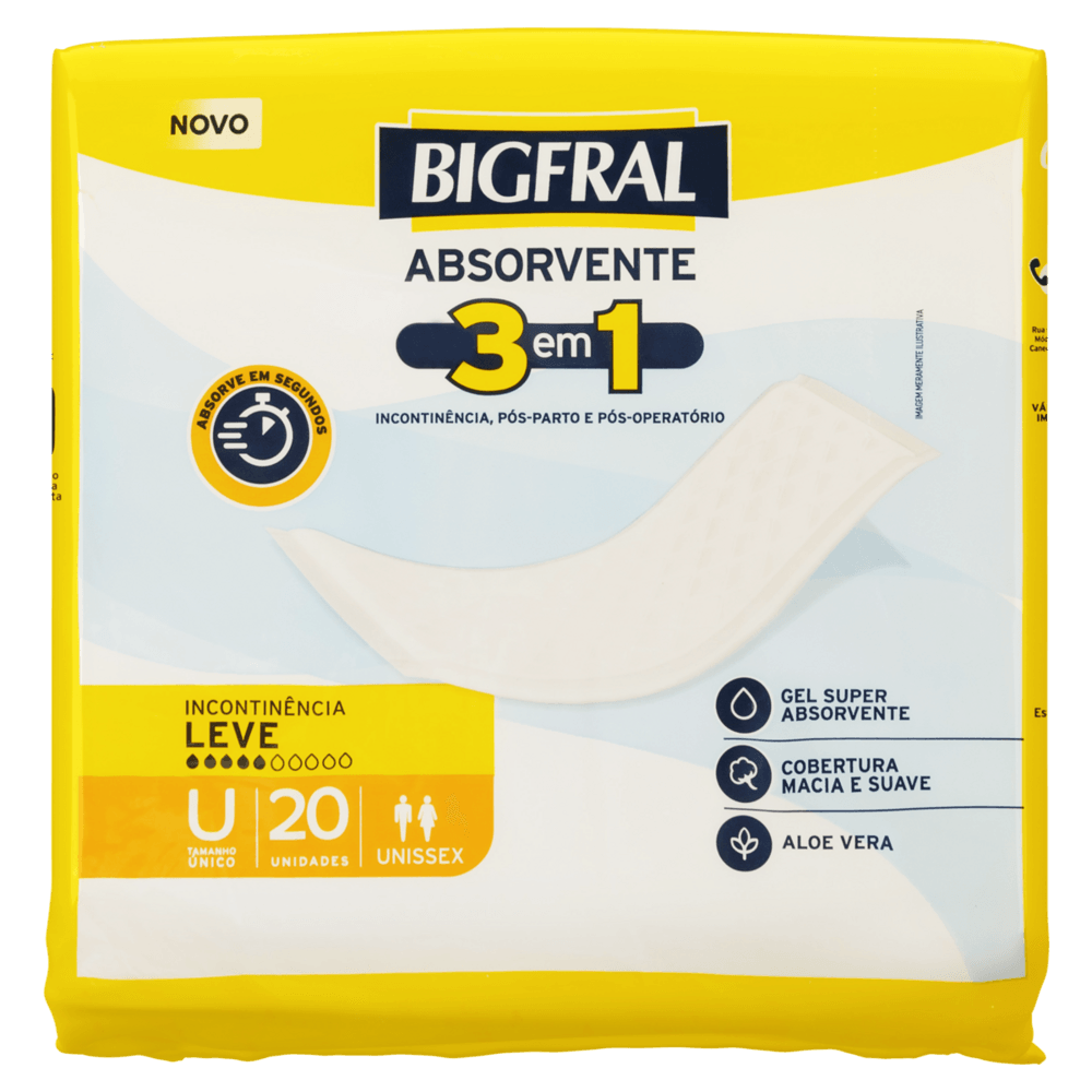 Absorvente Pós-Parto/Pós-Operatório sem Abas Macia e Suave Bigfral ...
