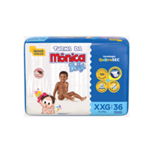 Fralda Descartável Turma da Mônica Baby XXG 13 a 17kg Pacote 36 Unidades