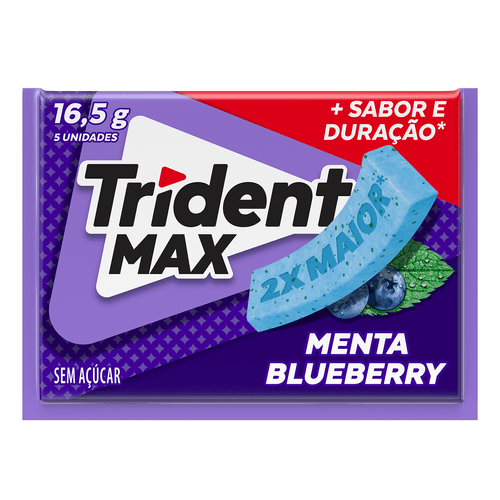 Chiclete Trident Max Menta Blueberry Sem Açúcar 16,5g